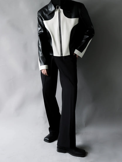 Colorblock PU Leather Jacket WN11822