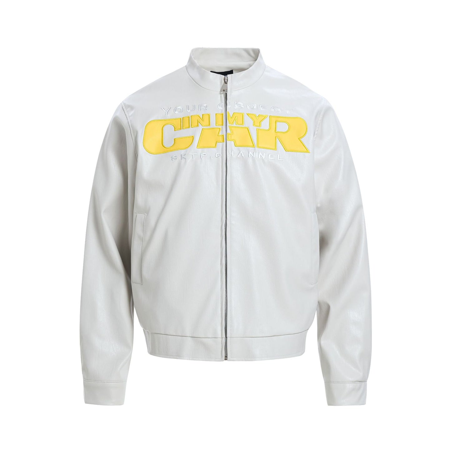 Deconstruction Letter Patch PU Leather Jacket WN25981