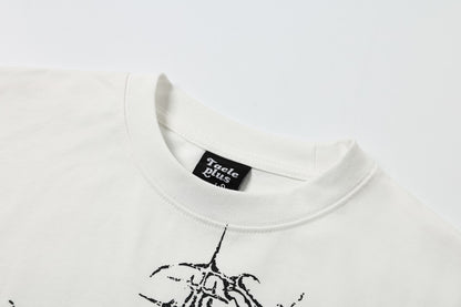 Graffiti Print Cotton Short Sleeve T-Shirt WN25729