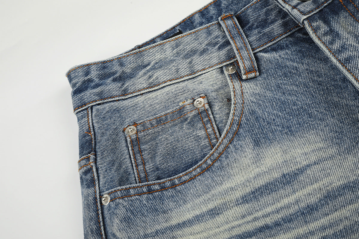 Washed Whisker Denim Half Jeans WN25790