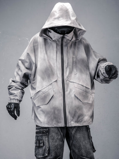 Damage Wash Hooded Zipper Jacket WN22580