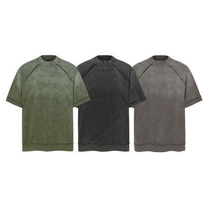 Washed Damage Raw Edge Short Sleeve T-Shirt WN23056