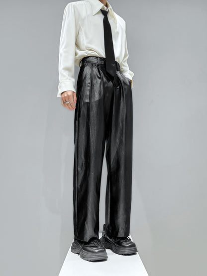PU Leather Wide-Leg Straight Pants WN23962