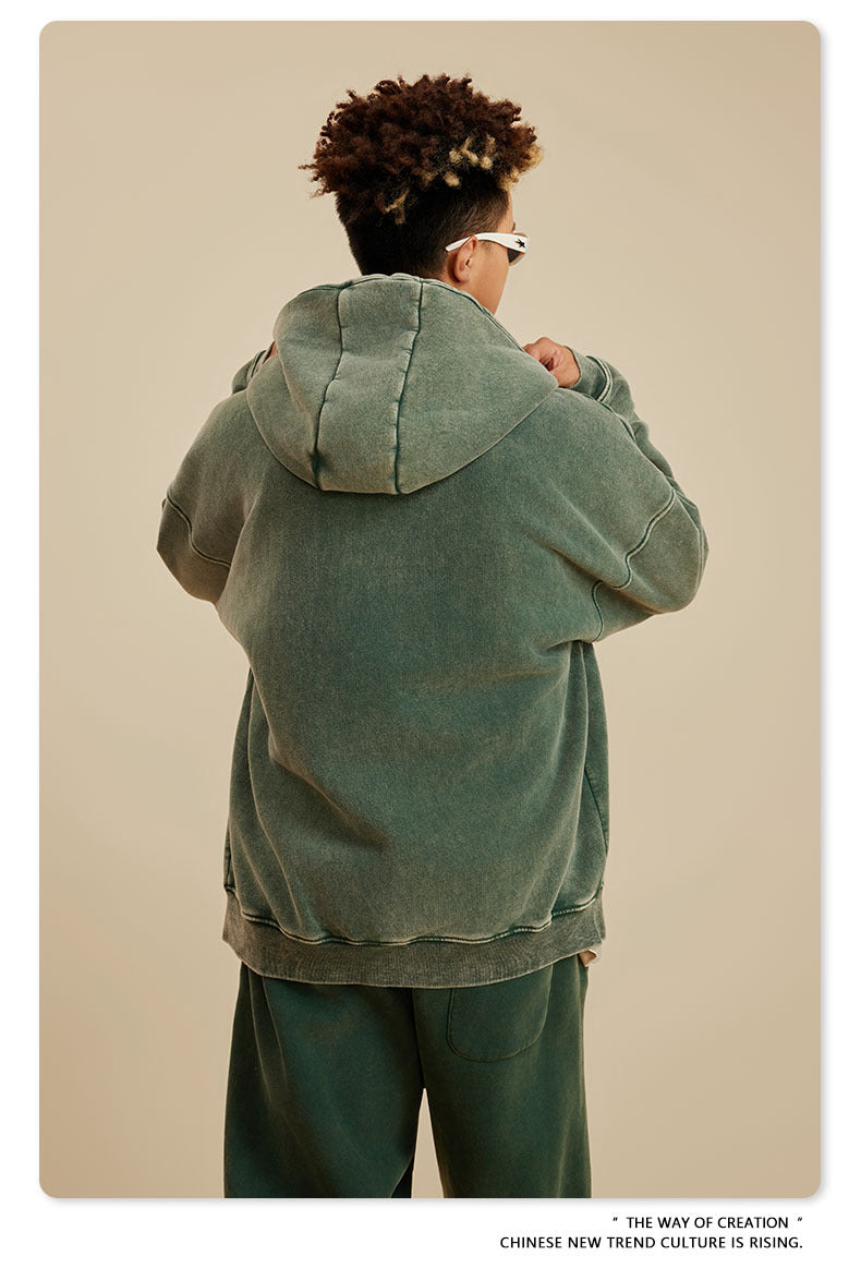 Oversize Washed Zipper Hoodie WN6461