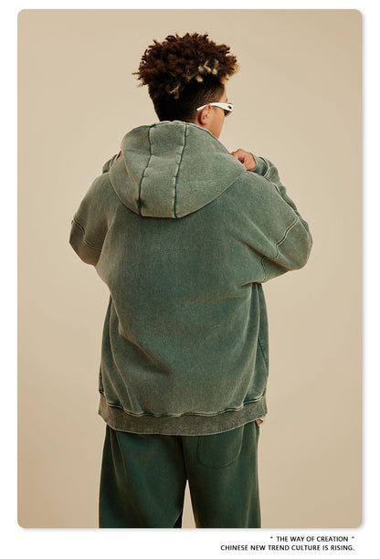 Oversize Washed Zipper Hoodie WN6461