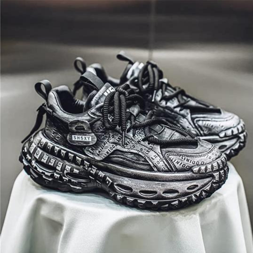 Studs Letter Print Chunky Lace-Up Sneakers WN23342