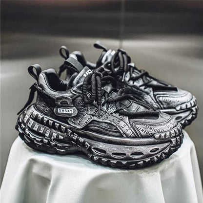 Studs Letter Print Chunky Lace-Up Sneakers WN23342