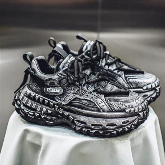 Studs Letter Print Chunky Lace-Up Sneakers WN23342