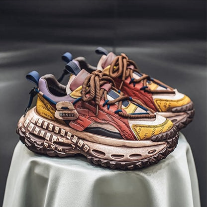 Studs Letter Print Chunky Lace-Up Sneakers WN23342