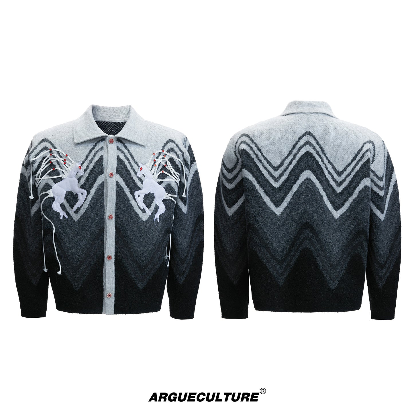 Oversize Polo Collar Knit Cardigan WN22671