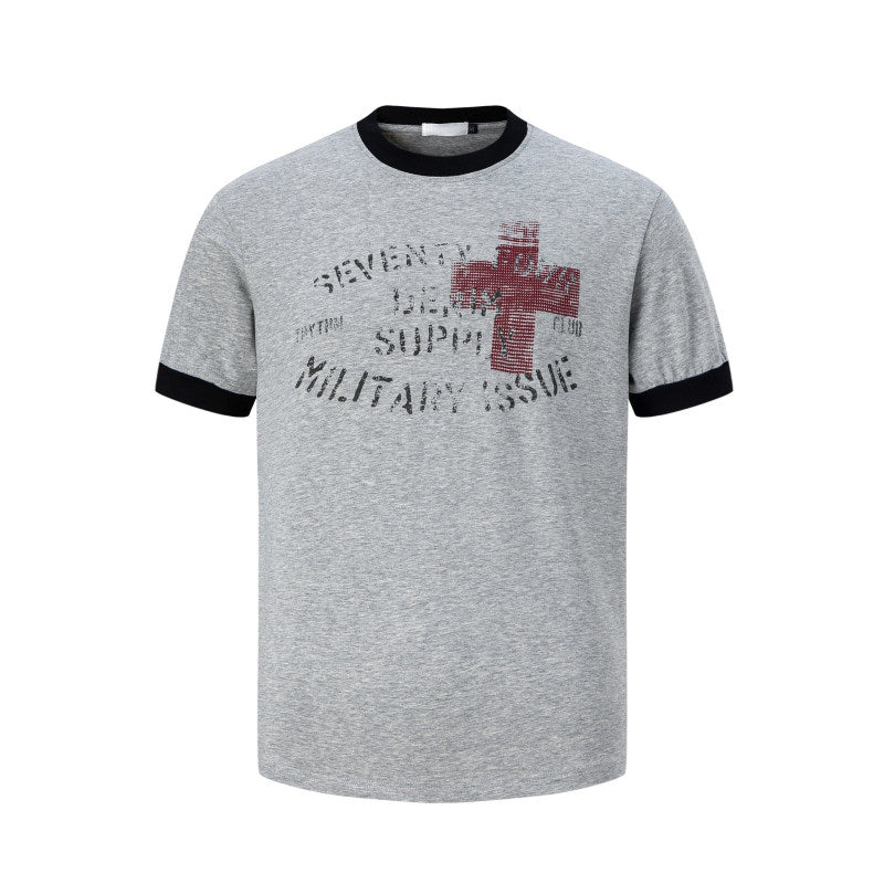 Cross Letter Print Short Sleeve T-Shirt WN24284