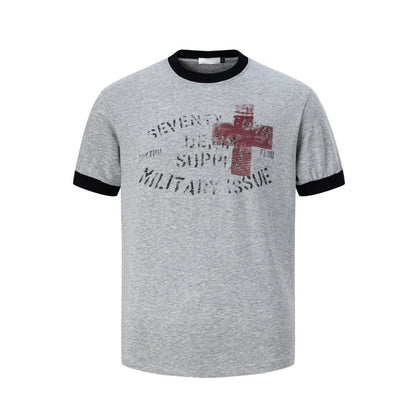 Cross Letter Print Short Sleeve T-Shirt WN24284