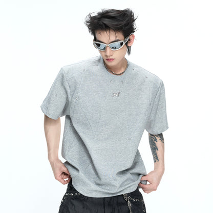 Deconstruction Rivet Shoulder Pad Boxy Short Sleeve T-Shirt WN26974
