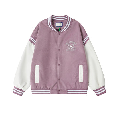 Suede Embroidery Baseball Jacket WN4710