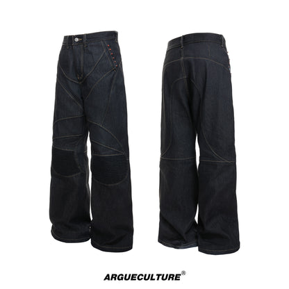 14.5oz Selvedge Knee Pleats Deconstructed Flare Denim Jeans WN23322