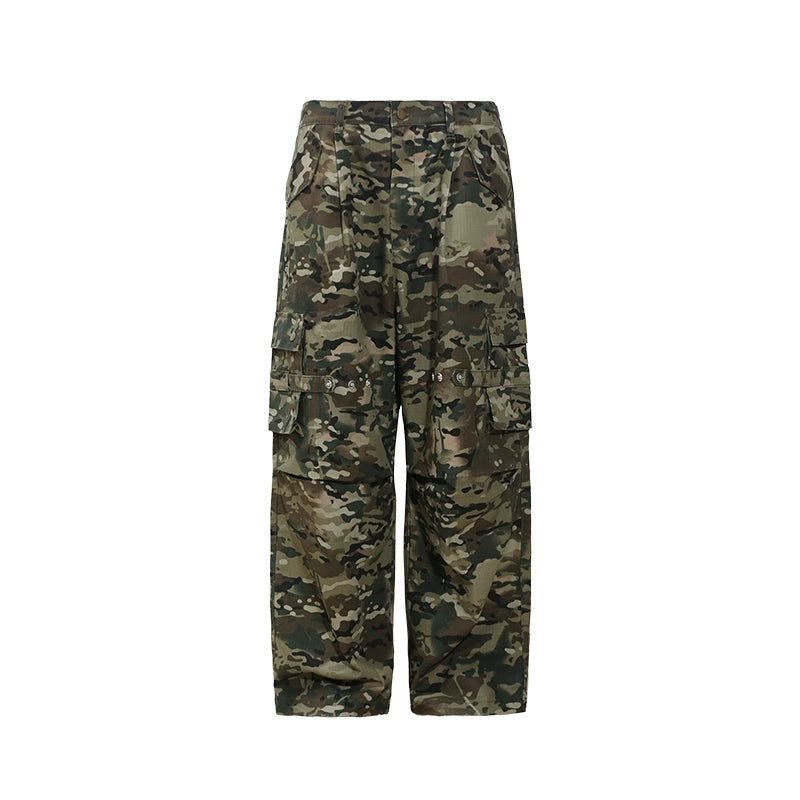 Camouflage patchwork Wide Leg Cargo Pants WN17750