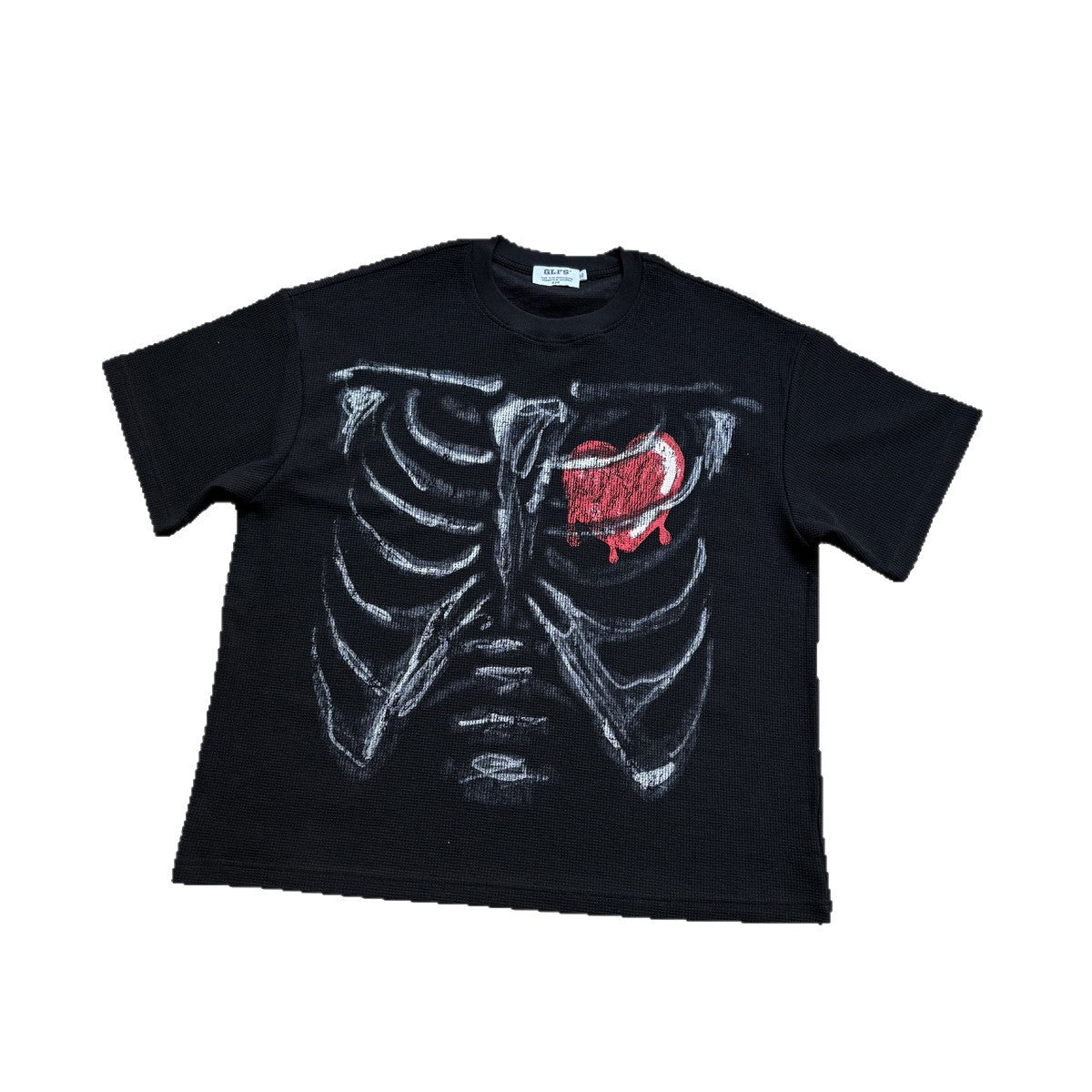 Waffle Skeleton Heart Short Sleeve T-Shirt WN26538