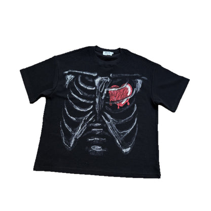 Waffle Skeleton Heart Short Sleeve T-Shirt WN26538