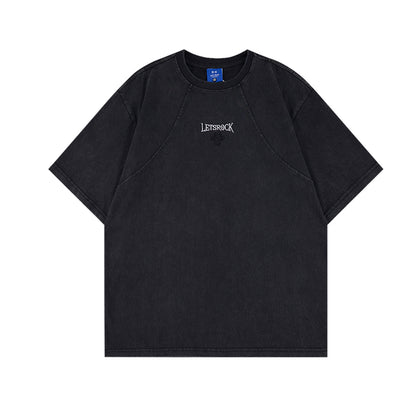 Washed Embroidery Raglan Short Sleeve T-Shirt WN25454