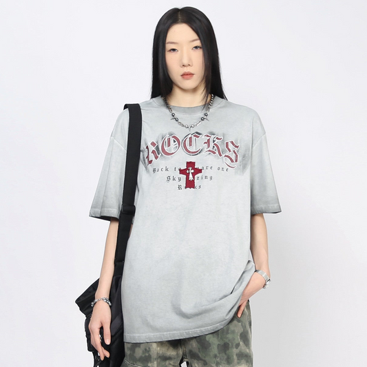 Damage Cross Graphic Design Short Sleeve T-Shirt WN24451