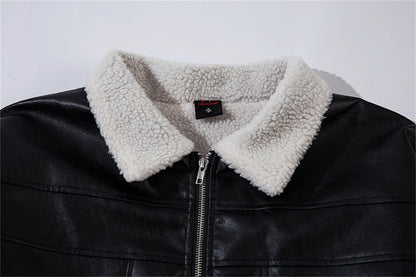 Fleece Lining PU Leather Jacket WN11487