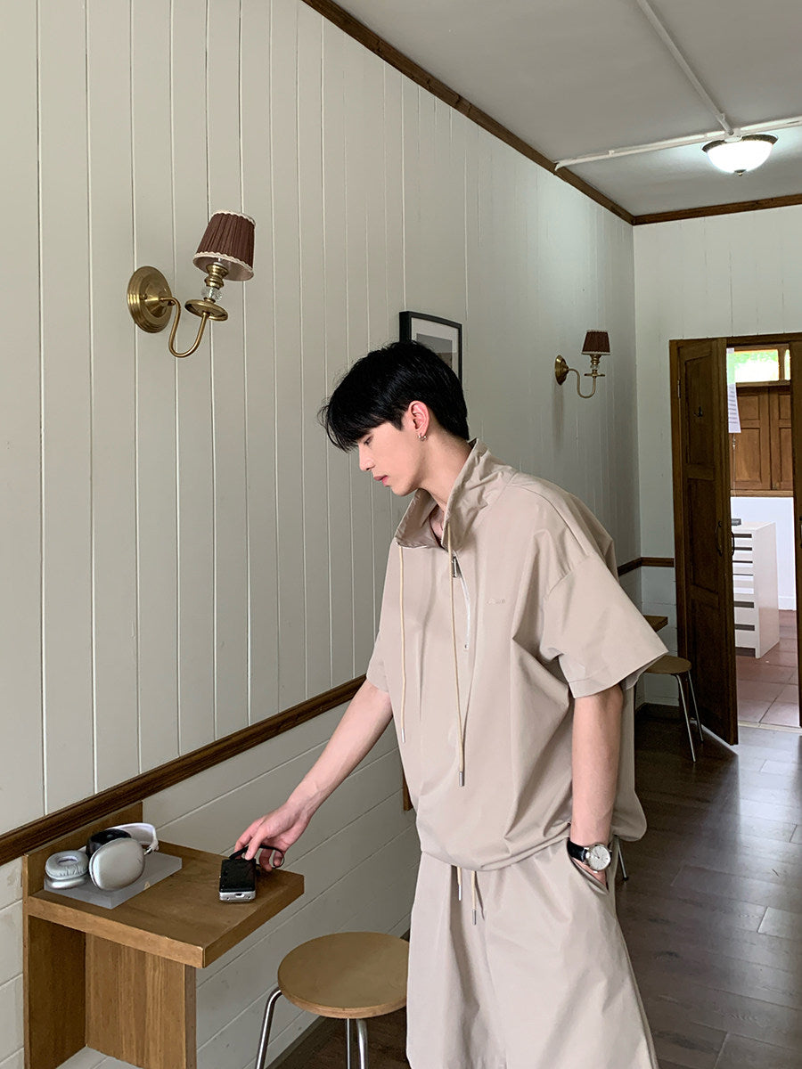 Half-Zip Short Sleeve Shirt & Half Pants Setup WN25023
