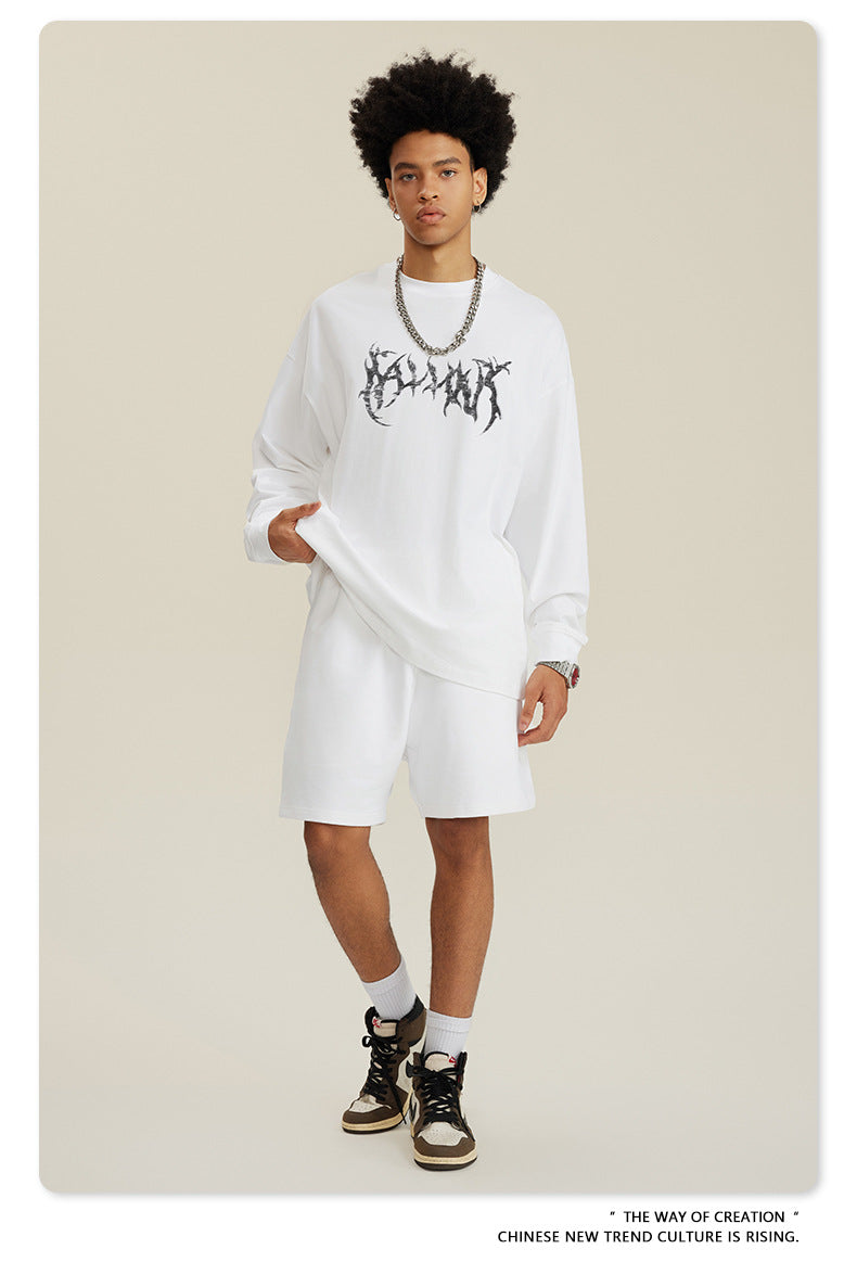 Water Washed Print Long Sleeve T-Shirt WN7883