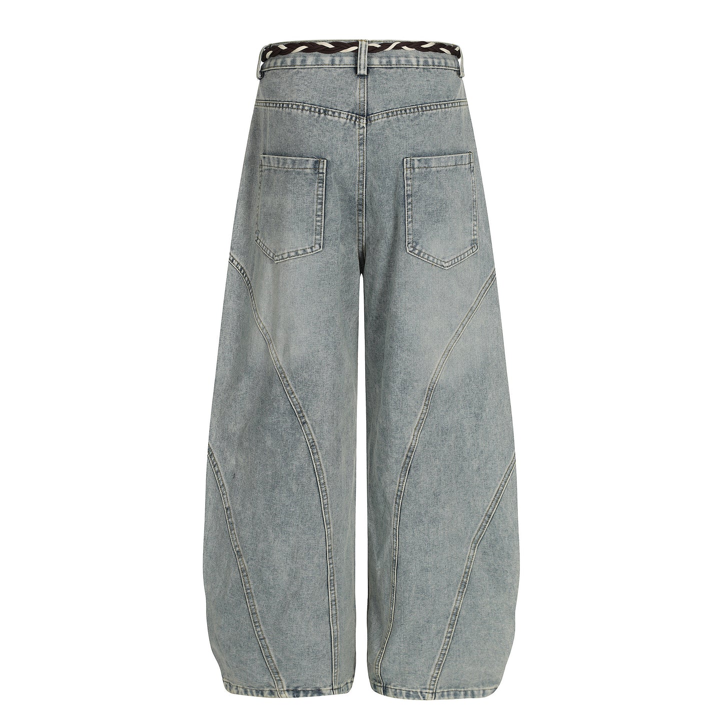 Belt Curved Wide Leg Denim Jeans WN25756