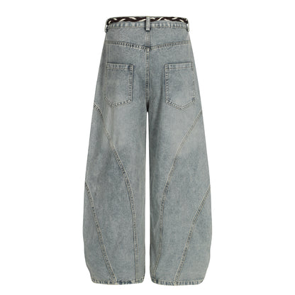 Belt Curved Wide Leg Denim Jeans WN25756