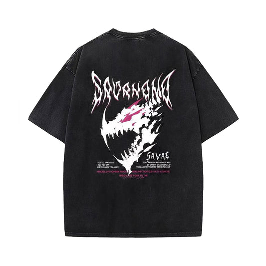 Washed Gothic Letter Short Sleeve T-Shirt WN26948