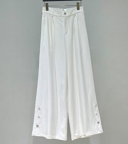 Draped Wide Leg Straight Trousers WN23872