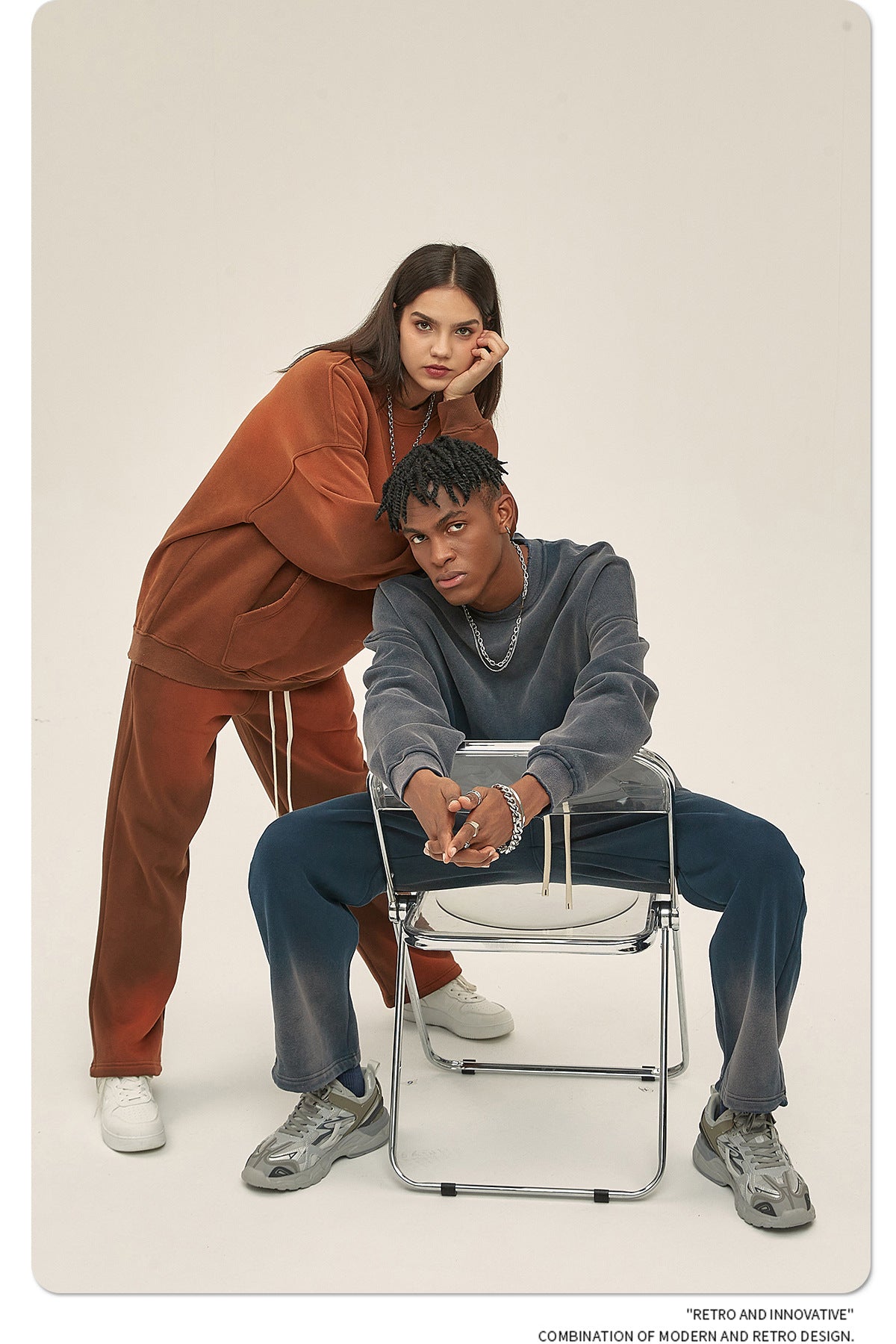 Fleece Lining Spray-dye Damage Oversize Sweatshirt WN9967