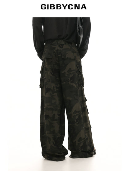 Wide-Leg Straight Multi Pocket Camouflage Cargo Pants WN7975