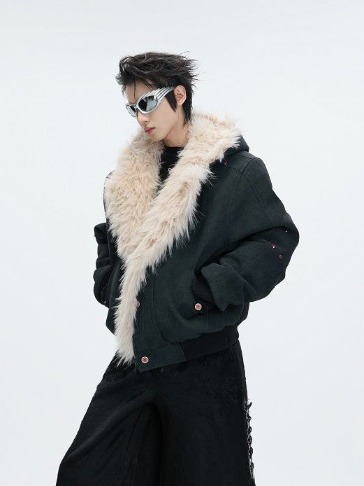 Hooded Fake Fur Collar Heavyweight Puffer Jacket WN22621