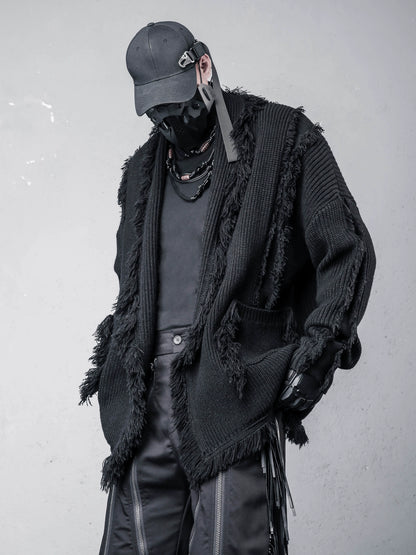 Irregular Fringe Oversize Knit Cardigan WN22363