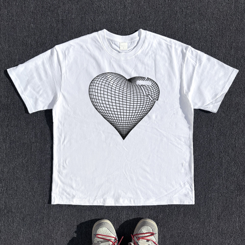 Heart Line Art Design Short Sleeve T-Shirt WN15825
