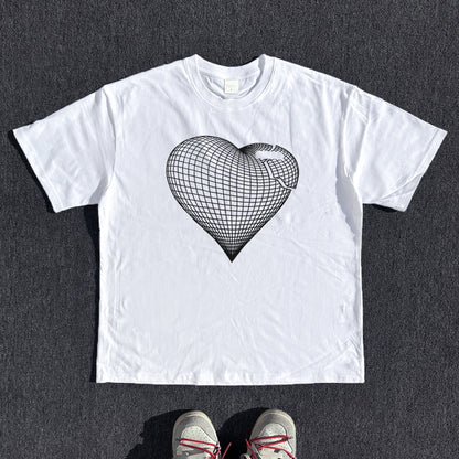 Heart Line Art Design Short Sleeve T-Shirt WN15825