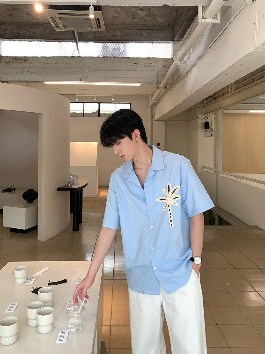 Embroidery Design Oversize Short Sleeve Shirt WN24869