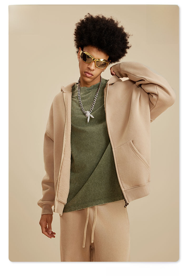 Oversize Washed Zipper Hoodie WN6461