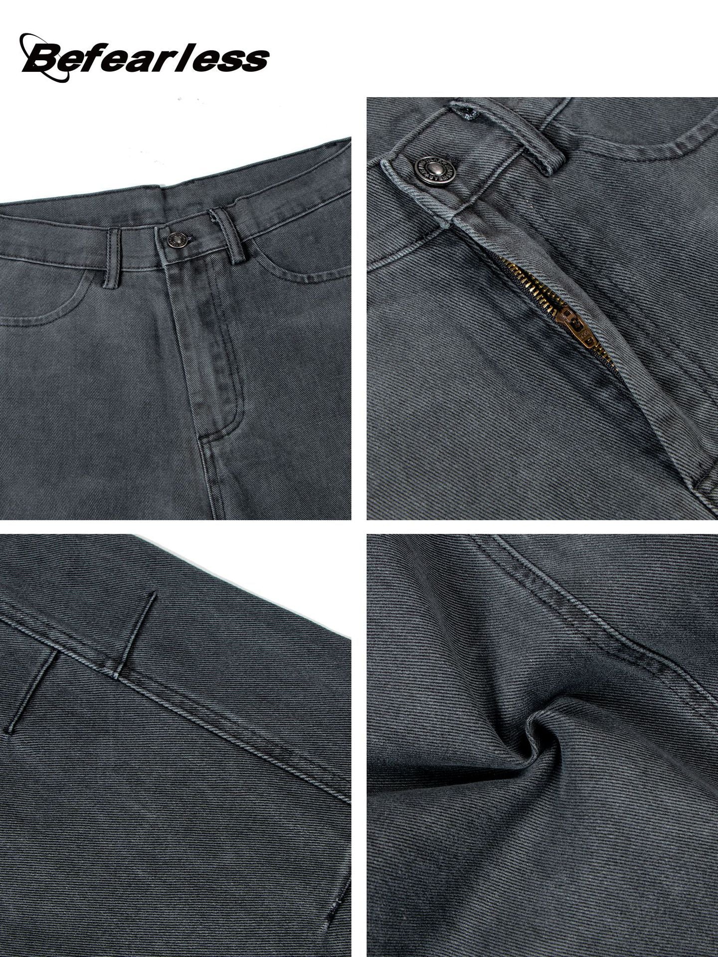 Washed Panel Wide Leg Denim Jeans WN26189