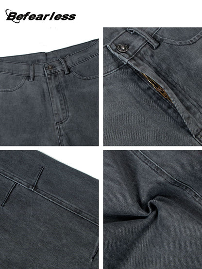Washed Panel Wide Leg Denim Jeans WN26189