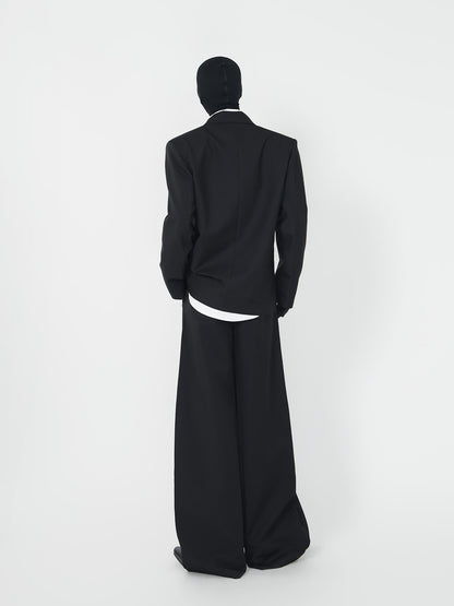Wrinkle Beaded Draped Curved Wide Leg Trousers WN24146