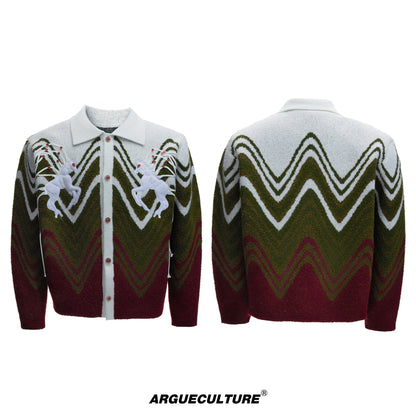 Oversize Polo Collar Knit Cardigan WN22671