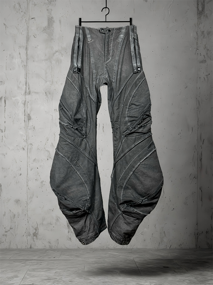 Deconstructed Washed Wide Leg Cargo Pants WN21994