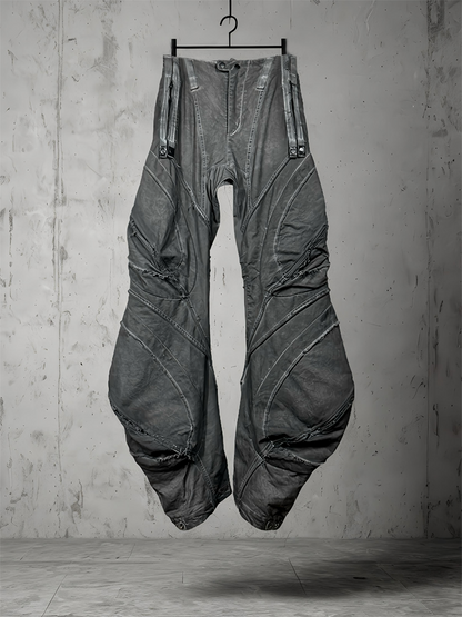 Deconstructed Washed Wide Leg Cargo Pants WN21994
