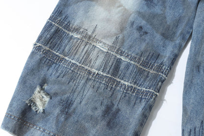 Washed Curved Wide Leg Denim Jeans WN16531