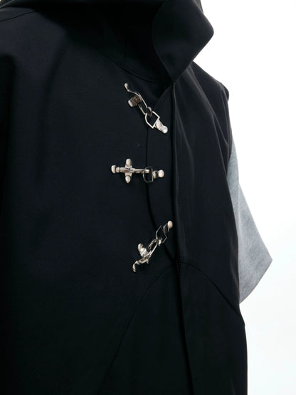 Metal Buckle Hooded Sleeveless Vest & Pants Setup WN18397