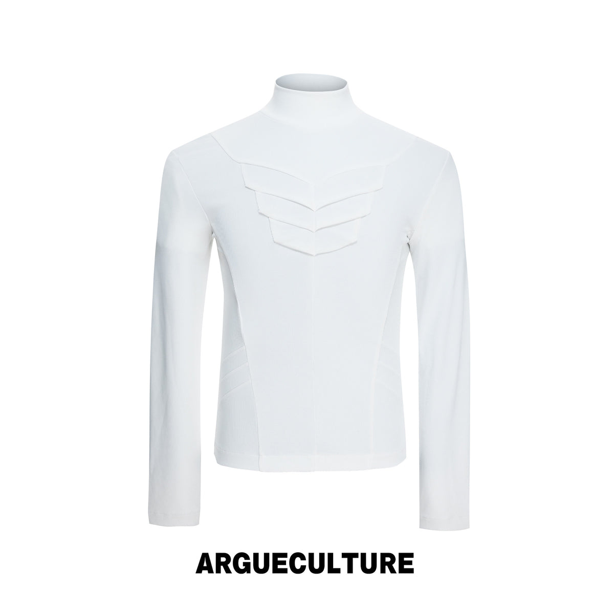 High-Neck Structured Stretch Cropped Long Sleeve T-Shirt WN27039