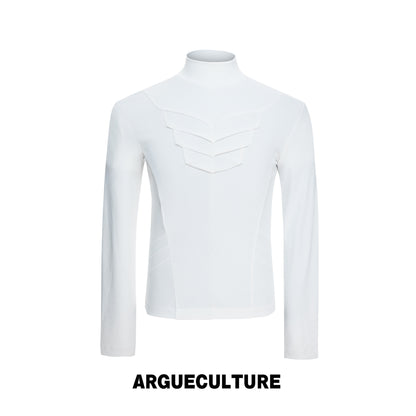 High-Neck Structured Stretch Cropped Long Sleeve T-Shirt WN27039