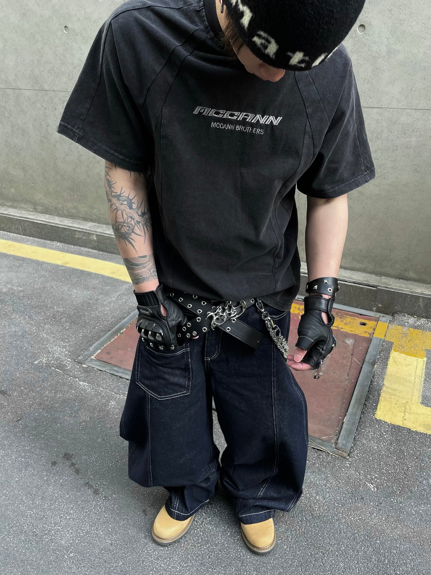 Letter Design Washed Oversize Short Sleeve T-Shirt WN14987